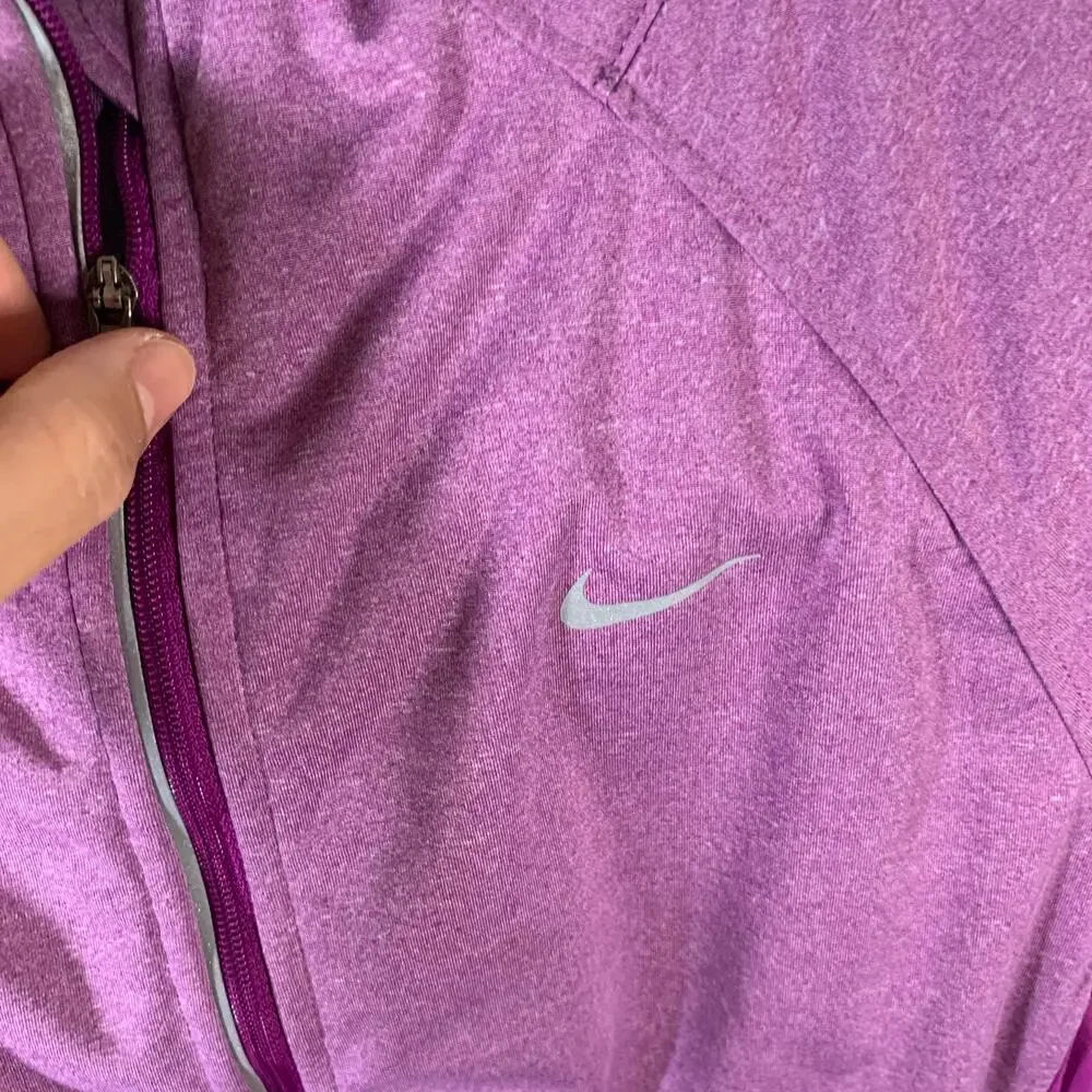 Nike Dri-Fit Long Sleeve Purple Zip Up Jacket Size M Lightweight Running